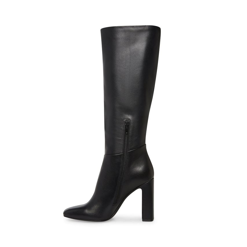 Black Steve Madden Ally Leather Women's Knee-high Boots | PH 9783FTE